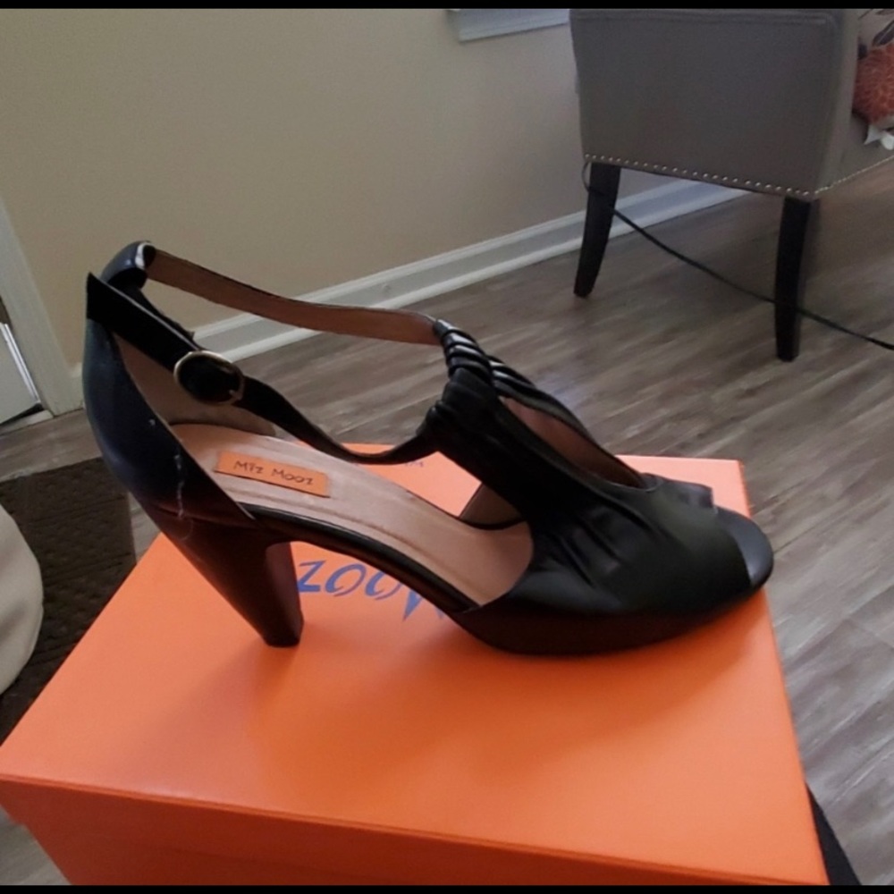 Miz Mooz Black Peep Toe Sandal